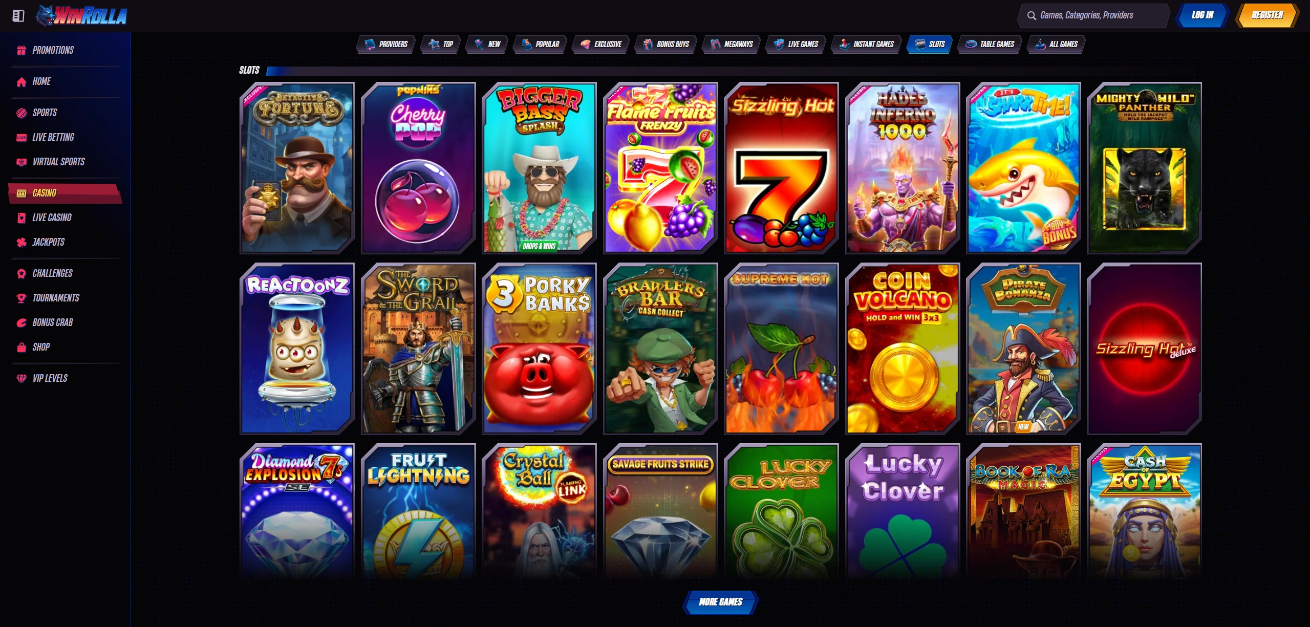 Colección de juegos de slots en WinRolla Casino