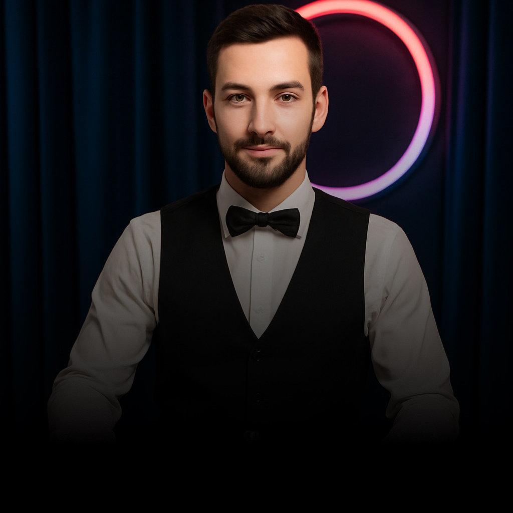 Crupier profesional en el Casino en Vivo de WinRolla